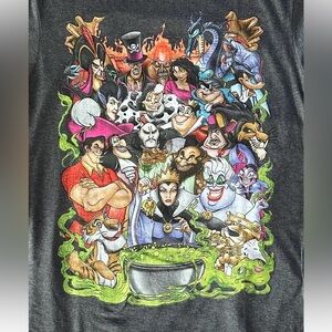 Disney adult Graphic Tee with Cartoon Villains, size LG.